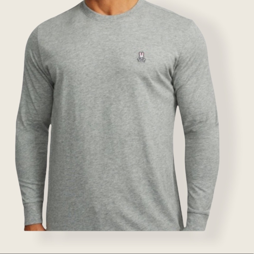 Psycho Bunny Men’s Gray Long Sleeve Crewneck Tee L